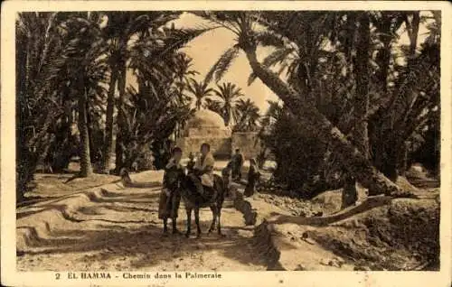 Ak El Hamma Tunesien, Chemin dans la Palmeraie