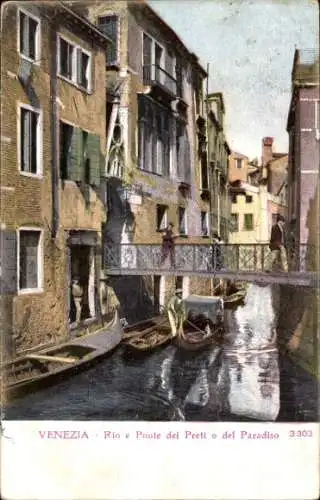 Ak Venezia Venedig Veneto, Rio e Ponte del Preti o del Paradiso