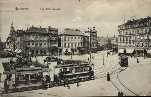 Ak Hannover Niedersachsen, Aegidientorplatz, Straßenbahn Fischerstr, Döhren Georgstraße Herrenhausen