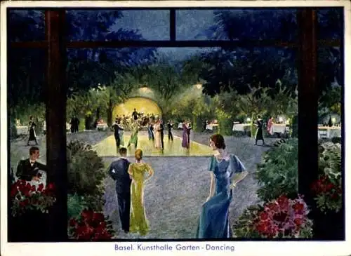 Künstler Ak Basel Stadt Schweiz, Kunsthalle Garten - Dancing