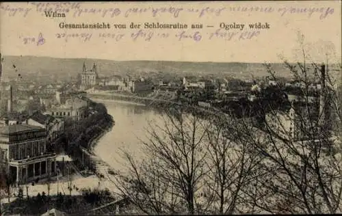 Ak Vilnius Wilna Litauen, Gesamtansicht, Blick von der Schlossruine