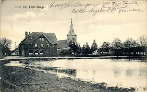 Ak Falkenhagen Falkensee Havelland, Fluss, Kirche