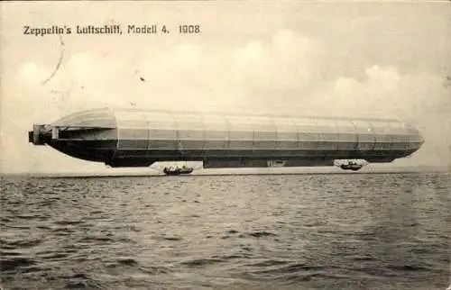 Ak Zeppelin's Luftschiff, Modell 4, Jahr 1908