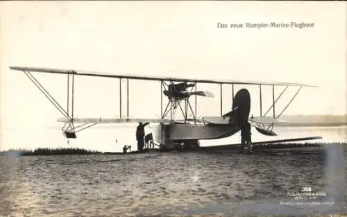 Ak Das neue Rumpler Marineflugboot, Doppeldecker, Wasserflugzeug, Sanke 368