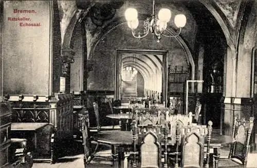 Ak Hansestadt Bremen, Innenansicht vom Ratskeller, Echosaal, Treppenaufgang