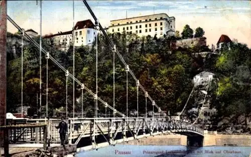 Ak Passau in Niederbayern, Prinzregent Luitpold Brücke mit Blick auf Oberhaus