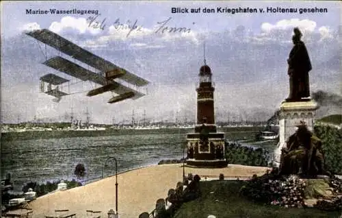 Ak Holtenau Kiel, Kriegshafen, Marine-Wasserflugzeug