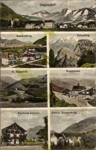 Ak Degerndorf Brannenburg in Oberbayern, Brannenburg, Kaufhaus Lechner, Schloss, Wendelstein