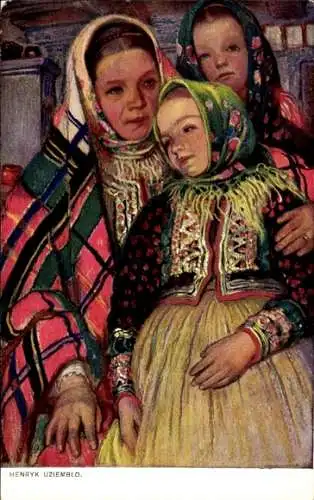 Künstler Ak Uziemblo, Henryk, Polen, Frauen in Tracht