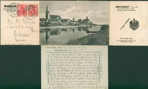Klapp Ak Tangermünde an der Elbe, Neustädter Tor, Rathaus, Hafendeich, Kaiser-Wilhelm-Krankenhaus