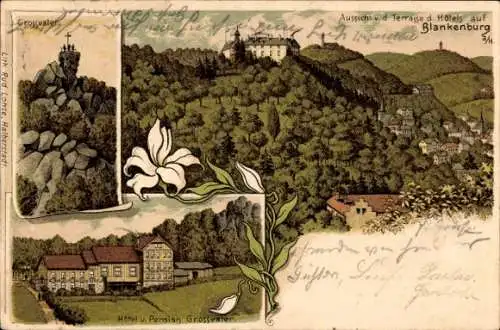 Litho Blankenburg am Harz, Hotel und Pension Großvater, Gesamtansicht