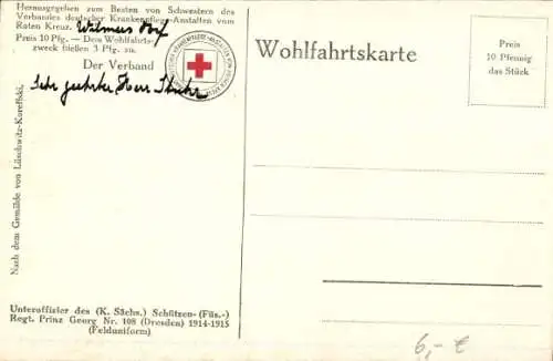 Künstler Ak Lüschwitz Koreffski, K. Sächs. Schützen Füs. Regt. Prinz Georg Nr. 108, Unteroffizier