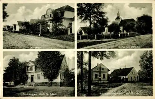 Ak Drewitz Jänschwalde in der Niederlausitz, Dorfstraße, Kirche, Denkmal, Gasthaus zur Linde