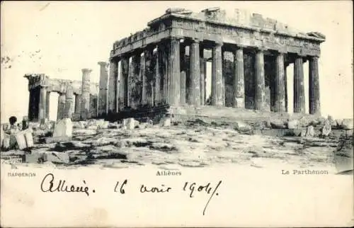 Ak Athen Griechenland, Blick auf den Parthenon, Ruinen