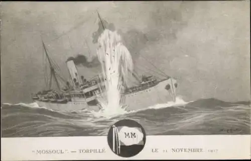 Künstler Ak Dampfer S.S. Mossoul, Messageries Maritimes