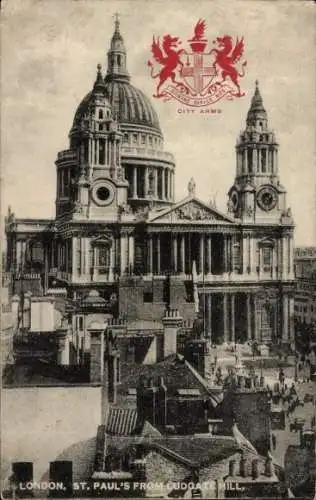 Ak London City England, St. Paul's Cathedral vom Ludgate Hill