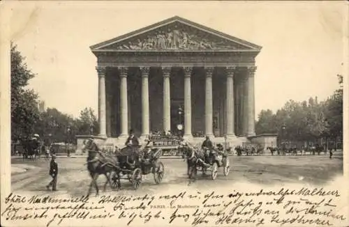 Ak Paris VIIIe Élysée, Madeleine-Kirche, Kutsche