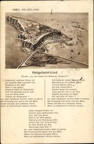 Lied Ak Nordseeinsel Helgoland, Gesamtansicht, Helgoland-Lied