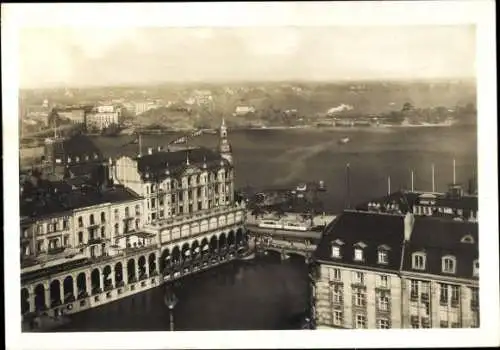 Ak Hamburg Mitte Altstadt, Alsterpartie, Häuser, Blick vom Rathausturm