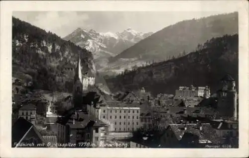 Ak Feldkirch Vorarlberg, Teilansicht mit Guntisspitze