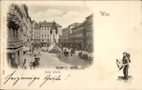 Ak Wien 1., Blick auf den hohen Markt mit Brunnen