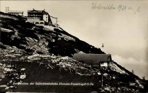 Ak Ebensee Oberösterreich, Feuerkogel, Bergstation der Seilschwebebahn