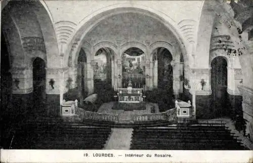 Ak Lourdes Hautes Pyrénées, Interieur du Rosaire