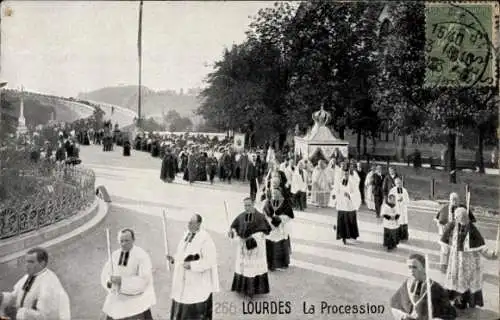 Ak Lourdes Hautes Pyrénées, La Procession
