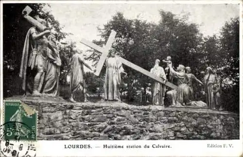 Ak Lourdes Hautes Pyrénées, Achte Station du Calvaire