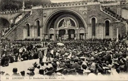 Ak Lourdes Hautes Pyrénées, Benediction des malades