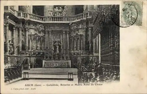 Ak Auch Gers, Innenansicht, Kathedrale, Boiseries, Maitre Autel du Choeur