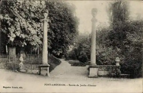 Ak Pont à Mousson Mussenbrück Lothringen Meurthe et Moselle, Eingang in den Liebesgarten