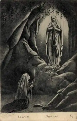 Ak Lourdes Hautes Pyrénées, L'Apparition