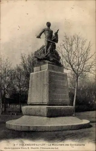 Ak Villeneuve sur Lot Lot et Garonne, Monument des Combattants