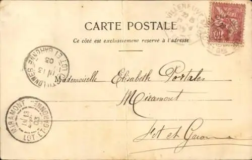 Ak Villeneuve sur Lot Lot et Garonne, Tour, Porte de Paris