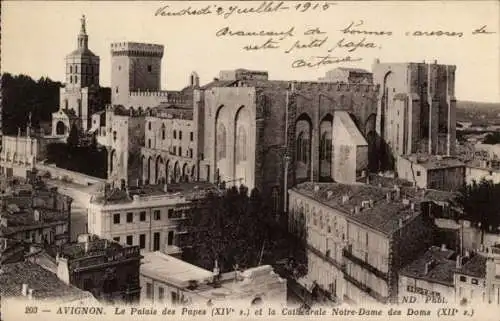 Ak Avignon Vaucluse, Palais des Papes, Cathedrale Notre-Dame des Doms