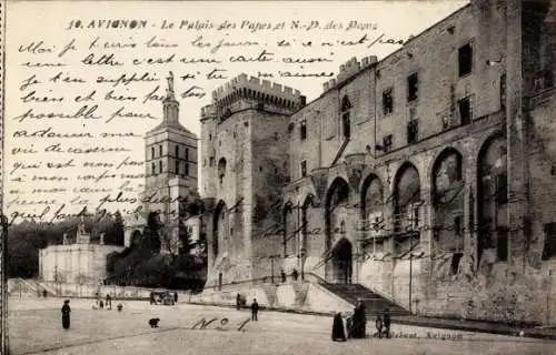 Ak Avignon Vaucluse, Palais des Papes, Notre-Dame des Doms