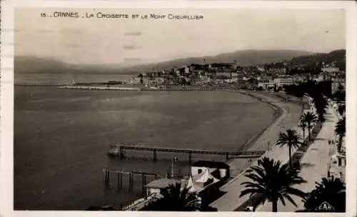 Ak Cannes Alpes Maritimes, La Croisette et le Mont Chevallier