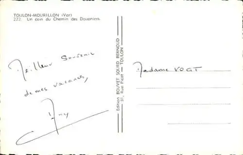 Ak Toulon Var, Un coin du Chemin des Douaniers