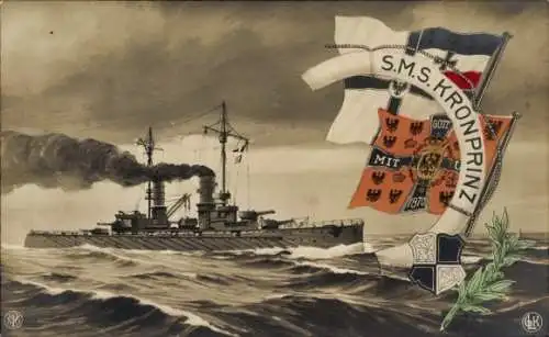 Ak Deutsches Kriegsschiff, SMS Kronprinz, Kaiserliche Marine