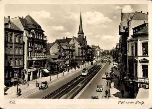 Ak Kiel, Holtenauer Straße, Straßenbahn, Autos