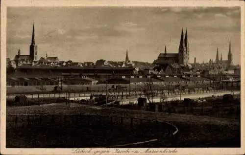 Ak Hansestadt Lübeck, Jacobikirche, Marienkirche