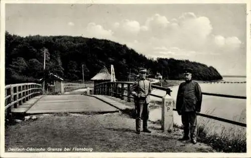 Ak Deutsch Dänische Grenze bei Flensburg