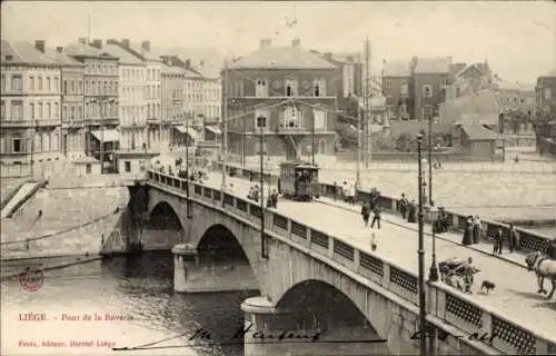 Ak Liège Lüttich Wallonien, Pont de la Boverie, Straßenbahn