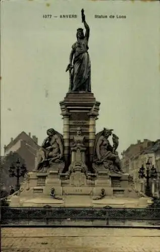 Ak Anvers Antwerpen Flandern, Statue Loos