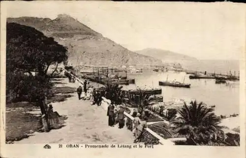 Ak Oran Algerien, Promenade de Letang, Hafen