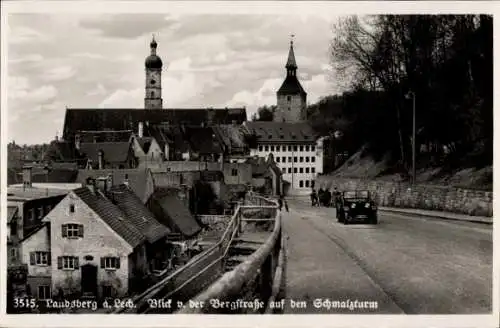 Ak Landsberg am Lech, Blick von der Bergstraße auf den Schmalzturm