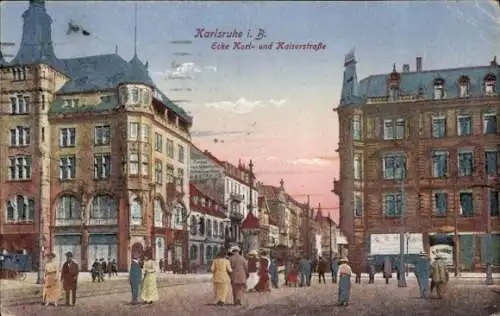 Ak Karlsruhe in Baden, Karlstraße, Kaiserstraße