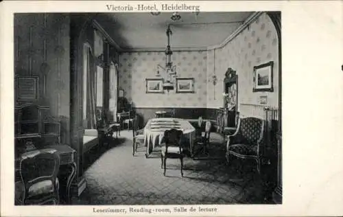Ak Heidelberg am Neckar, Victoria-Hotel, Lesezimmer