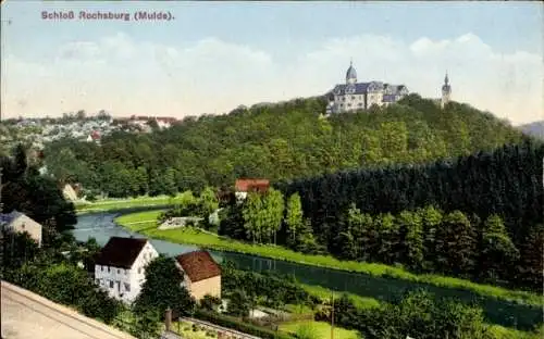 Ak Rochsburg Lunzenau in Sachsen, Panorama, Schloss Rochsburg